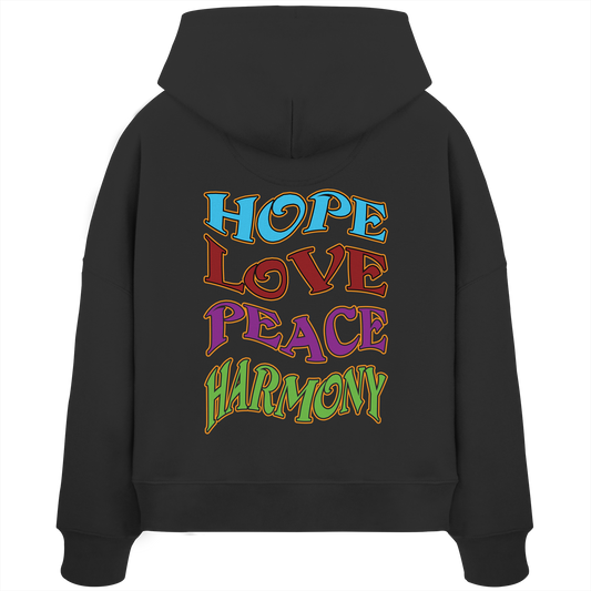 Hope Love Peace - Womens Organic Boxcut Hoodie
